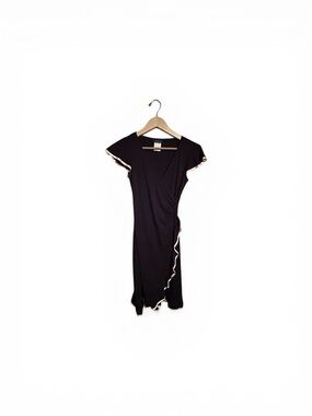 B. Darlin Black Flutter Ruffle Wrap Dress 
Women’s Size Small 3/4